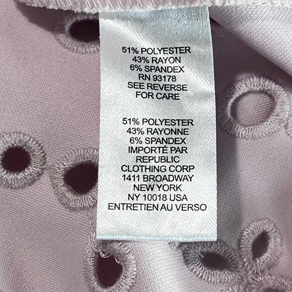 Elie Tahari Eyelet Scallop Hem Blouse Pink Short Sleeve Top Size XL - Picture 4 of 6